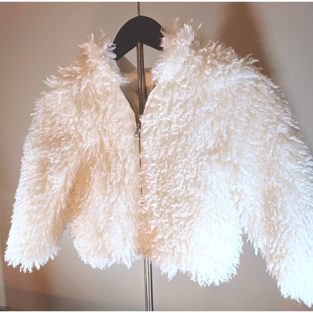 Donna Saylers Fabulous Furs, Luxury Ivory Faux Fur Hooded Jacket, 2T-4T, pockets